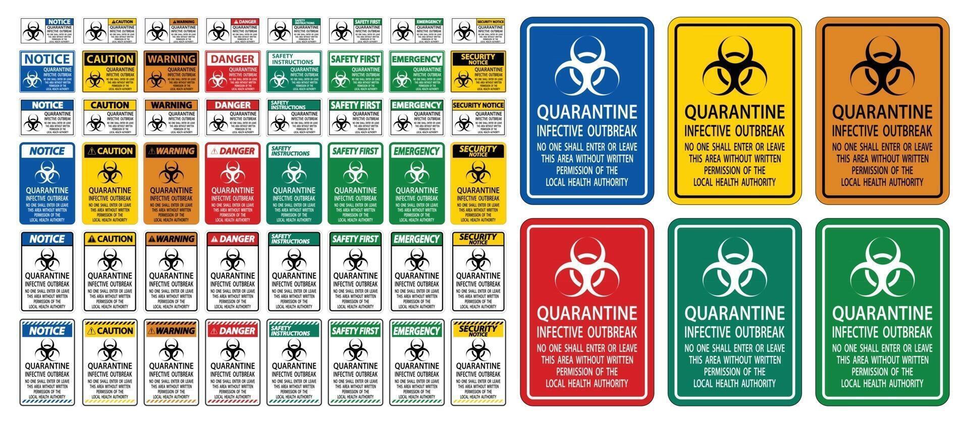 quarantaine infectieuze uitbraak teken isoleren op transparante achtergrond, vector illustratie