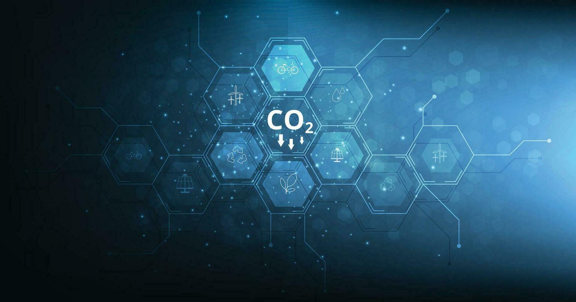 idee van verminderen co2 uitstoot naar begrenzing globaal opwarming. vector