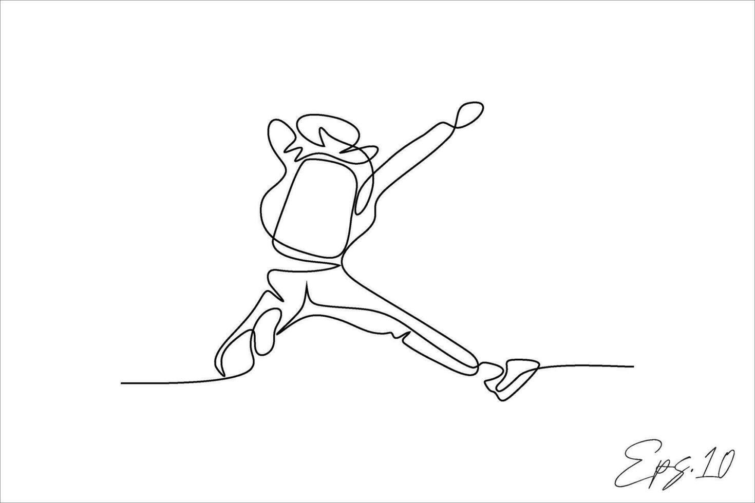 doorlopend lijn vector illustratie van persoon jumping parachute