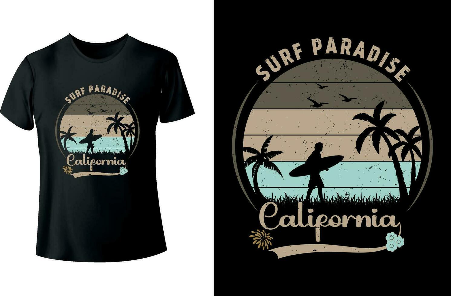 surfen paradijs Californië zomer t-shirt ontwerp vector