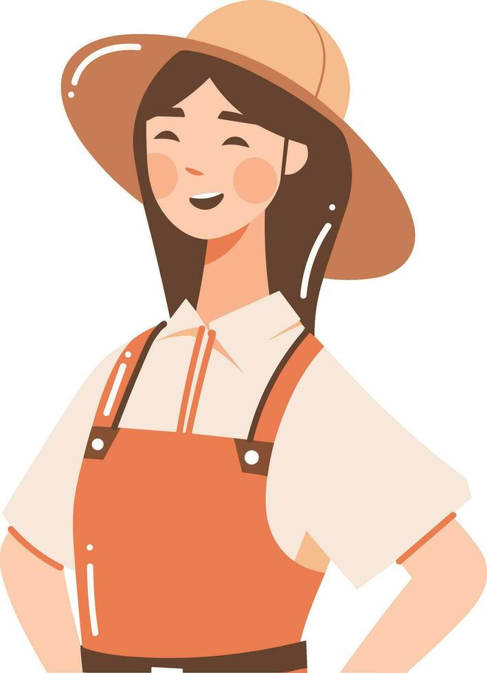 hand- getrokken gelukkig vrouw boer in vlak stijl vector