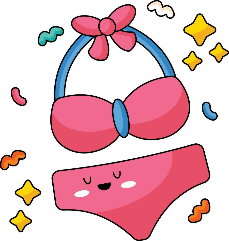 bikini schattig sticker pictogrammen vector