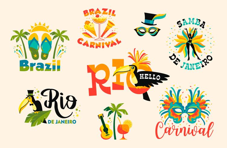 Braziliaans carnaval. Grote verzameling van vector emblemen