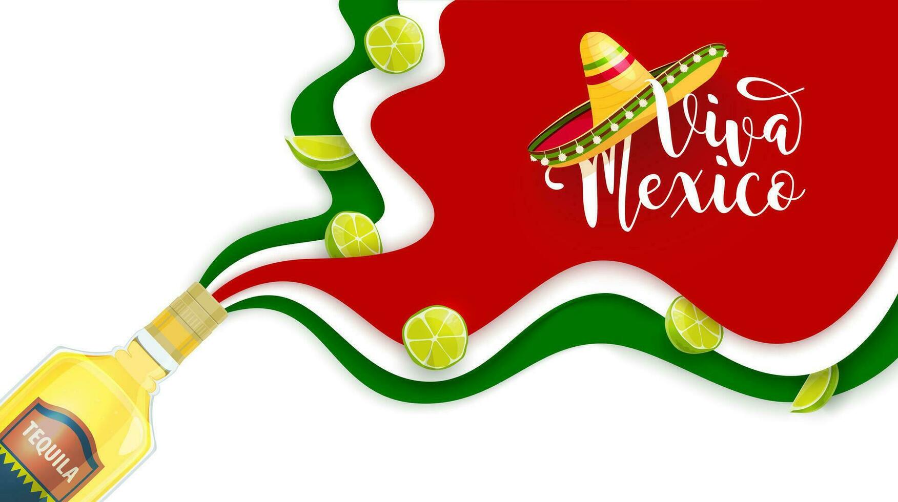 viva Mexico papier besnoeiing banier met Mexicaans sombrero vector