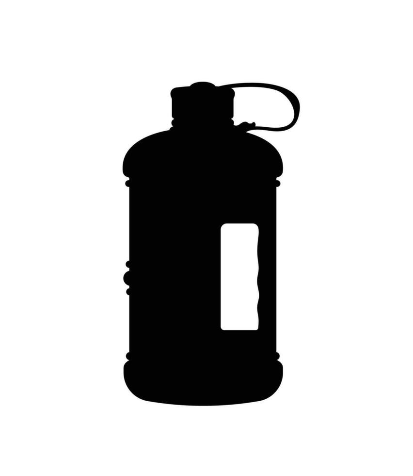 plastic water fles met omgaan met silhouet, sport, geschiktheid water fles icoon vector