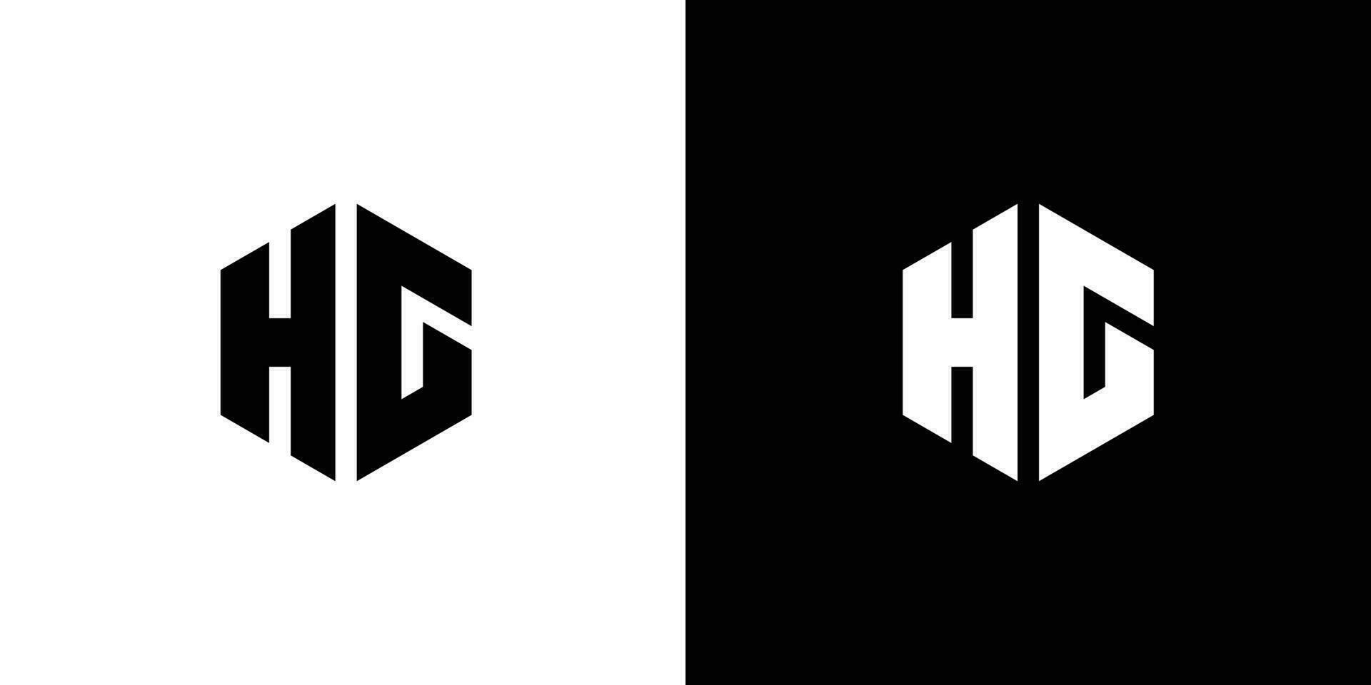 brief h g veelhoek, zeshoekig minimaal en professioneel logo ontwerp Aan zwart en wit achtergrond vector
