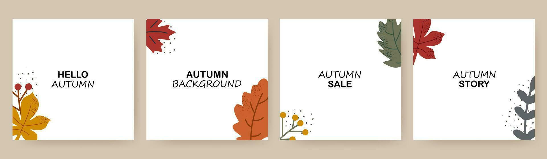 reeks van herfst achtergronden met gedaald bladeren . herfst banier verzameling. gebruik voor uitnodiging, afdrukken ontwerp, korting bon, advertentie. vector