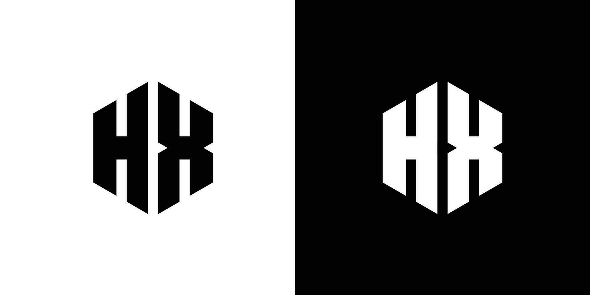 brief h X veelhoek, zeshoekig minimaal en professioneel logo ontwerp Aan zwart en wit achtergrond vector
