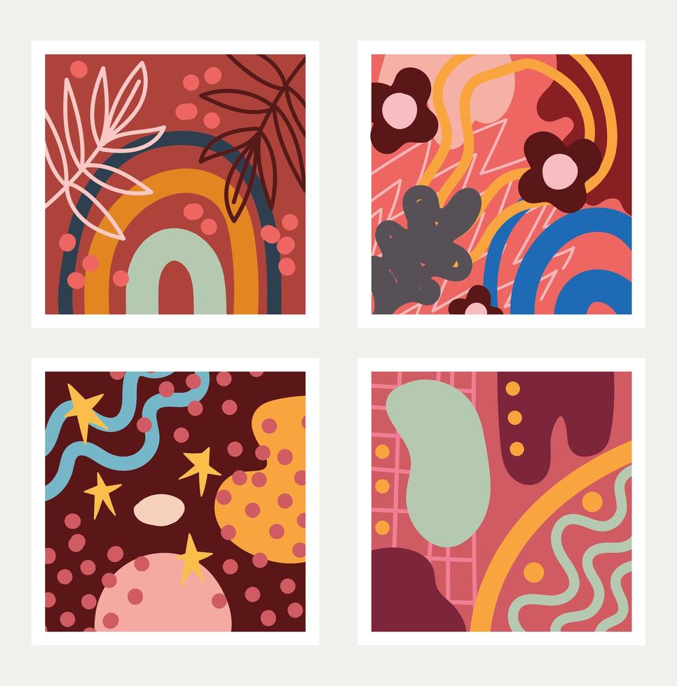 set van abstracte naadloze patronen doodle eigentijds met abstracte vormen textiel vector
