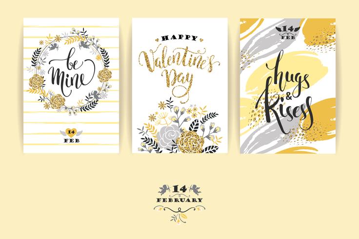 Set van Happy Valentines Day-kaarten. vector