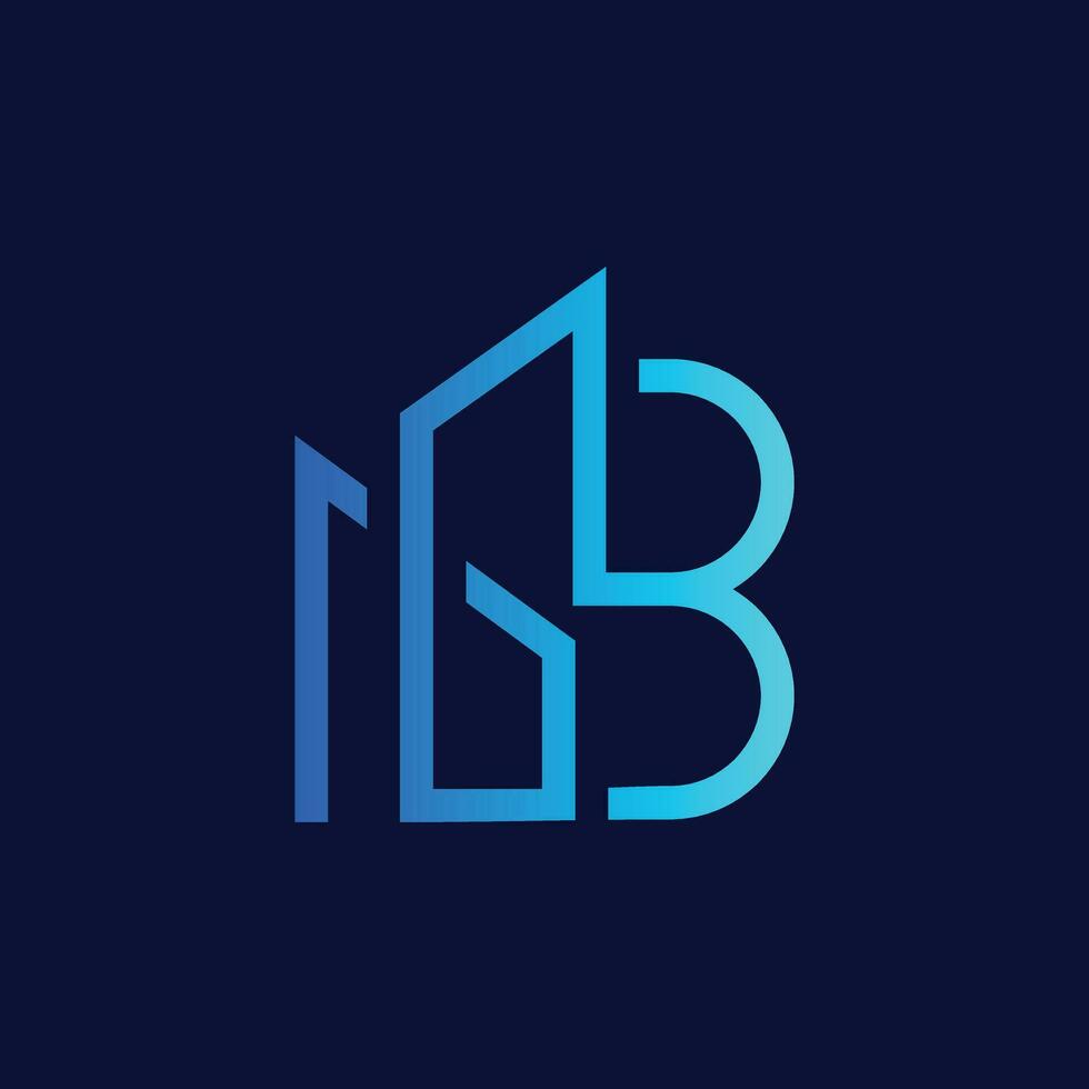 brief b lijn gebouw logo vector