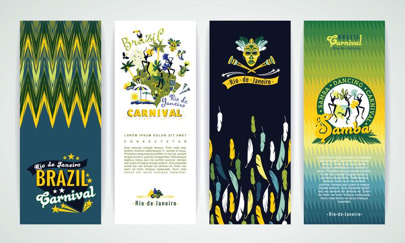 Verticale banners die met Carnaval van Brazilië Achtergronden worden geplaatst. vector