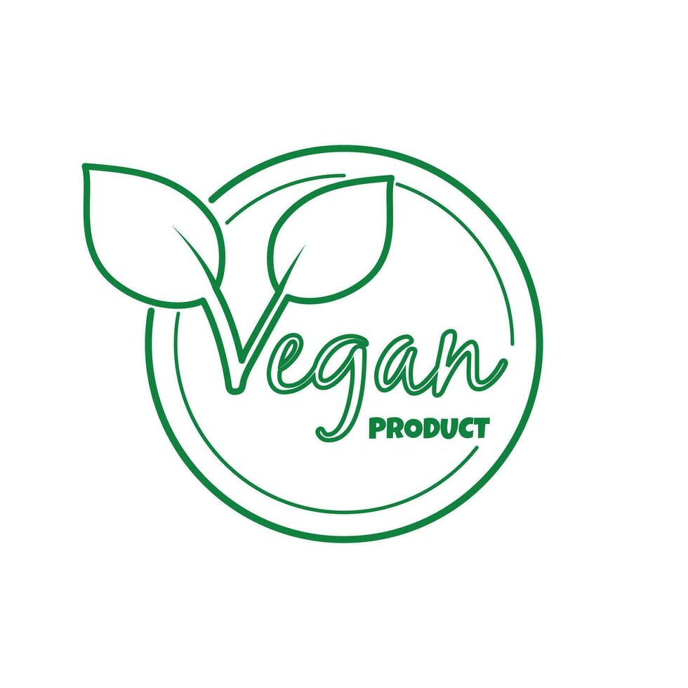 veganistisch Product sticker, label, insigne en logo. ecologie icoon. logo sjabloon met bladeren voor veganistisch voedsel. vector illustratie geïsoleerd Aan wit achtergrond