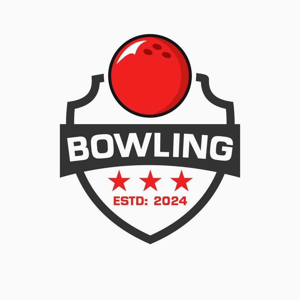 bowling logo concept met schild en bowling bal symbool vector