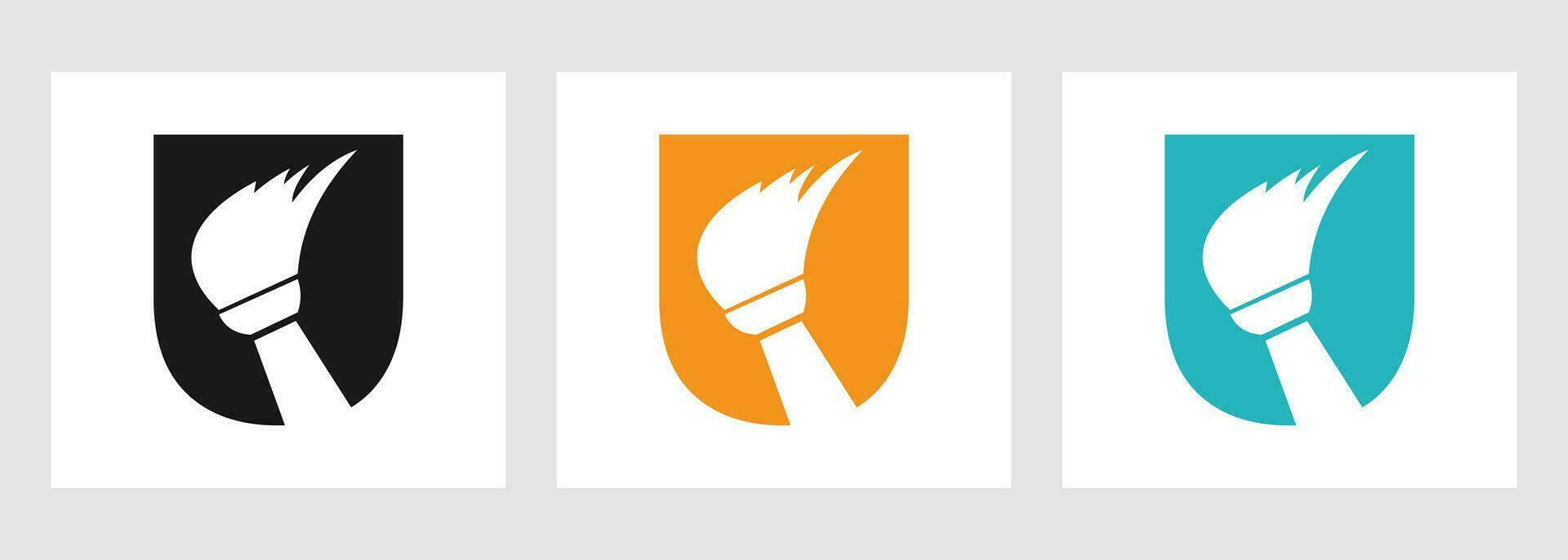 brief u huis schoonmaak logo concept met schoon borstel icoon. hulp in de huishouding onderhoud symbool vector