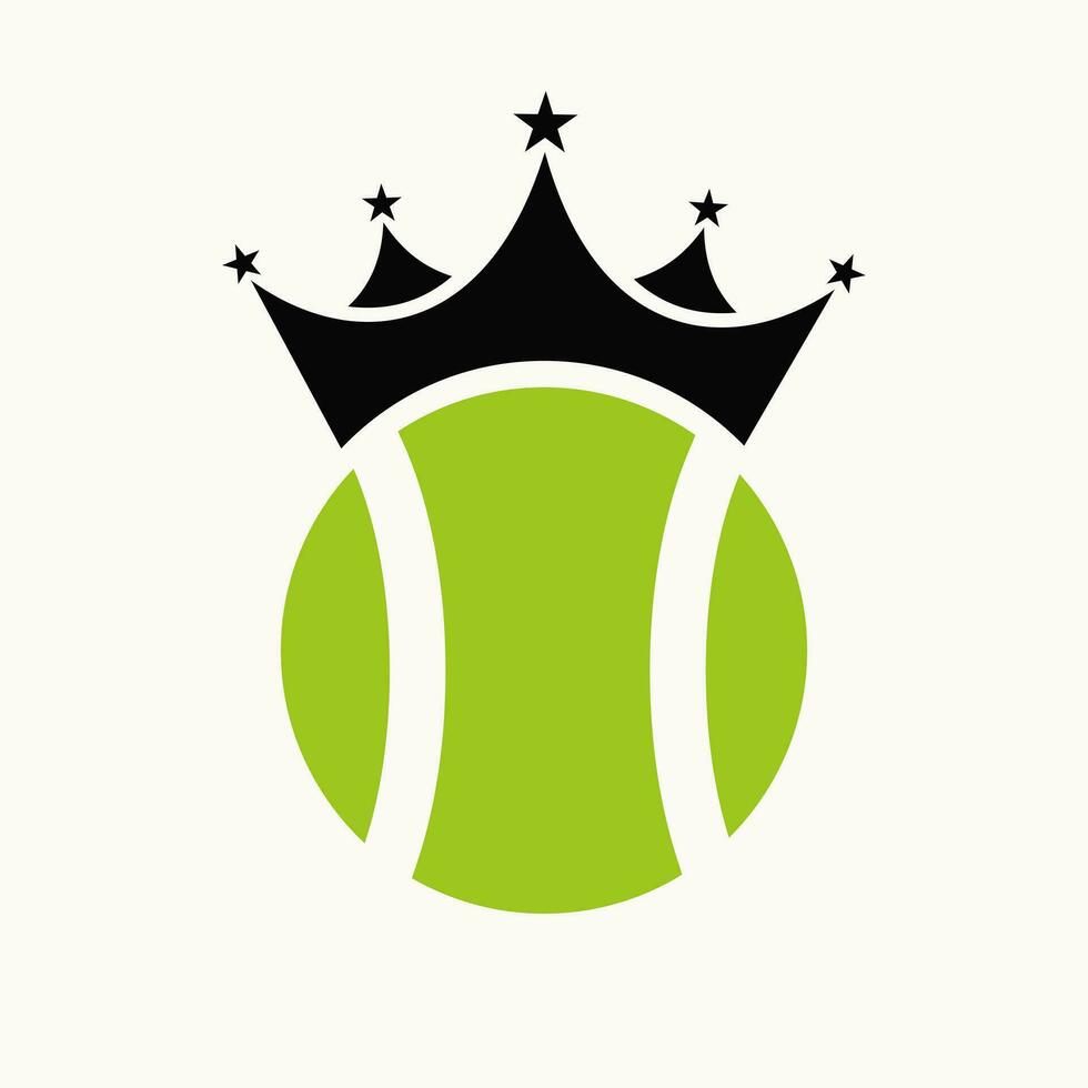 tennis logo ontwerp concept met kroon icoon. tennis sport winnaar symbool vector