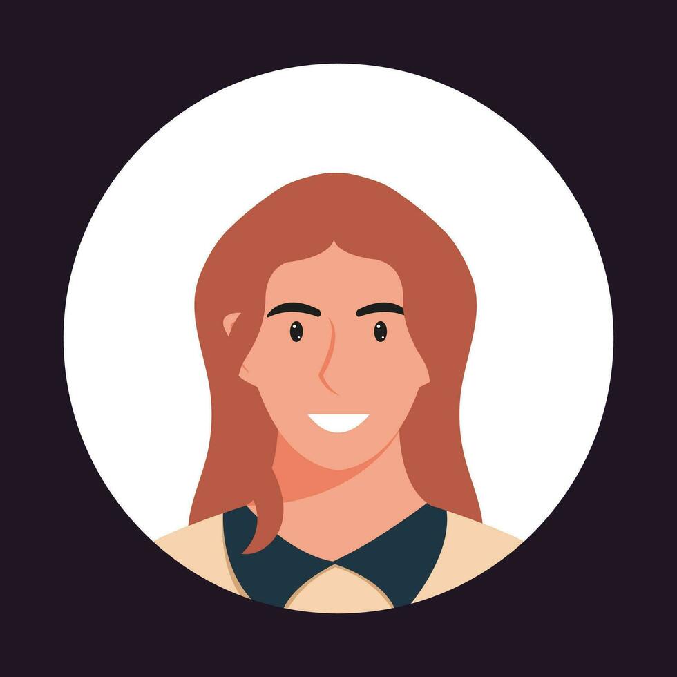 cirkel de avatar met de portret Dames van divers races en kapsels. verzameling van gebruiker profielen. ronde icoon met gelukkig glimlachen menselijk. kleurrijk vlak vector illustratie.