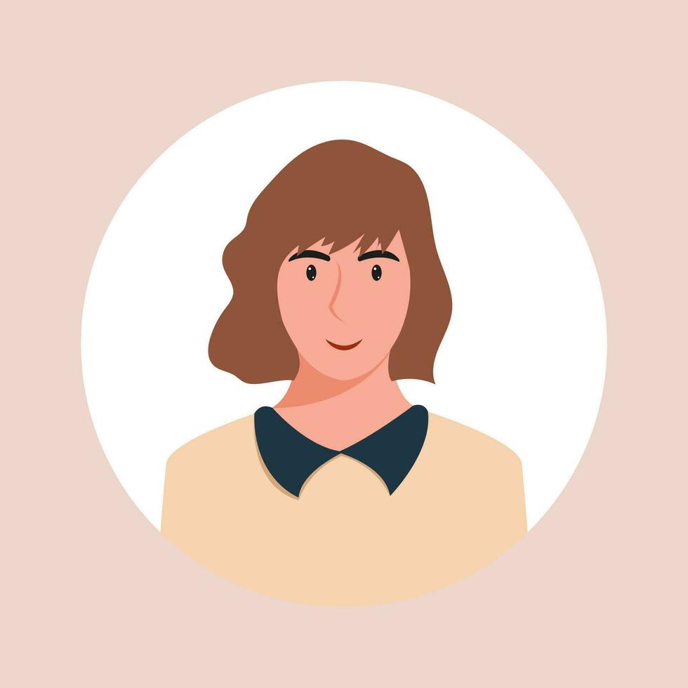 cirkel de avatar met de portret Dames van divers races en kapsels. verzameling van gebruiker profielen. ronde icoon met gelukkig glimlachen menselijk. kleurrijk vlak vector illustratie.