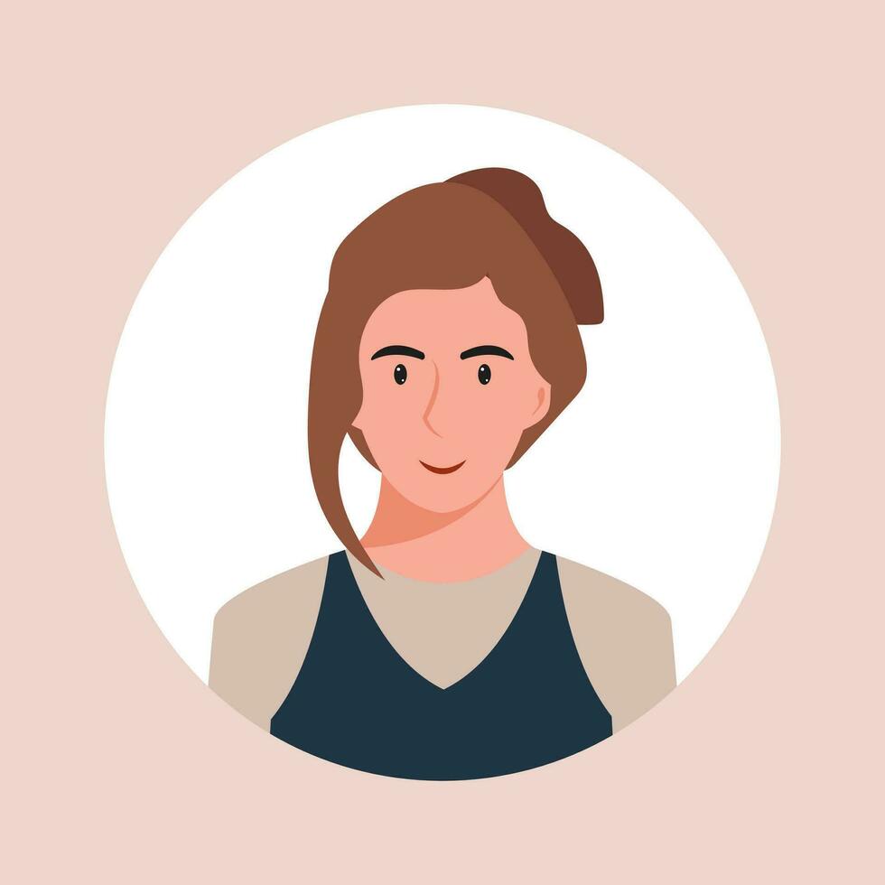 cirkel de avatar met de portret Dames van divers races en kapsels. verzameling van gebruiker profielen. ronde icoon met gelukkig glimlachen menselijk. kleurrijk vlak vector illustratie.