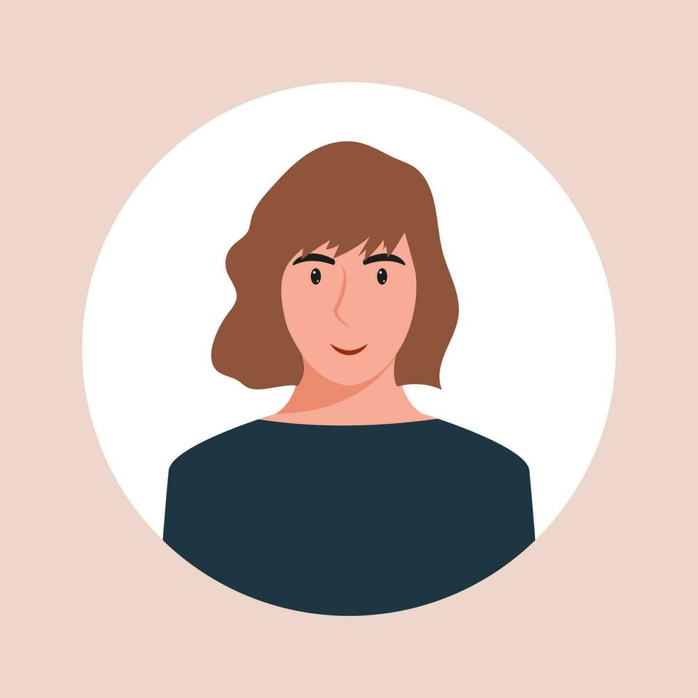 cirkel de avatar met de portret Dames van divers races en kapsels. verzameling van gebruiker profielen. ronde icoon met gelukkig glimlachen menselijk. kleurrijk vlak vector illustratie.