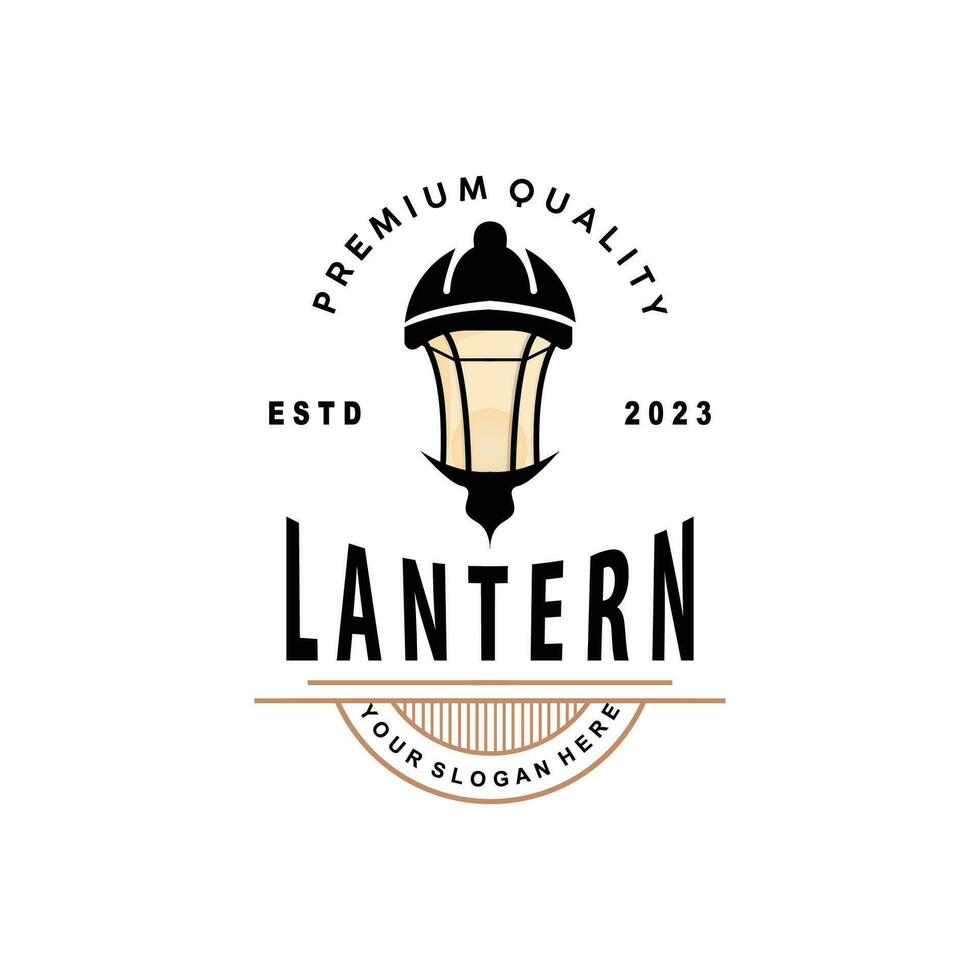 lantaarn logo ontwerp straat lamp gemakkelijk klassiek wijnoogst symbool illustratie sjabloon vector