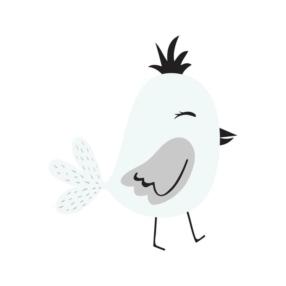 monochroom vogel tekening voor decoratie. tekenfilm schattig vogel illustratie. hand getekend vogel illustratie. vector