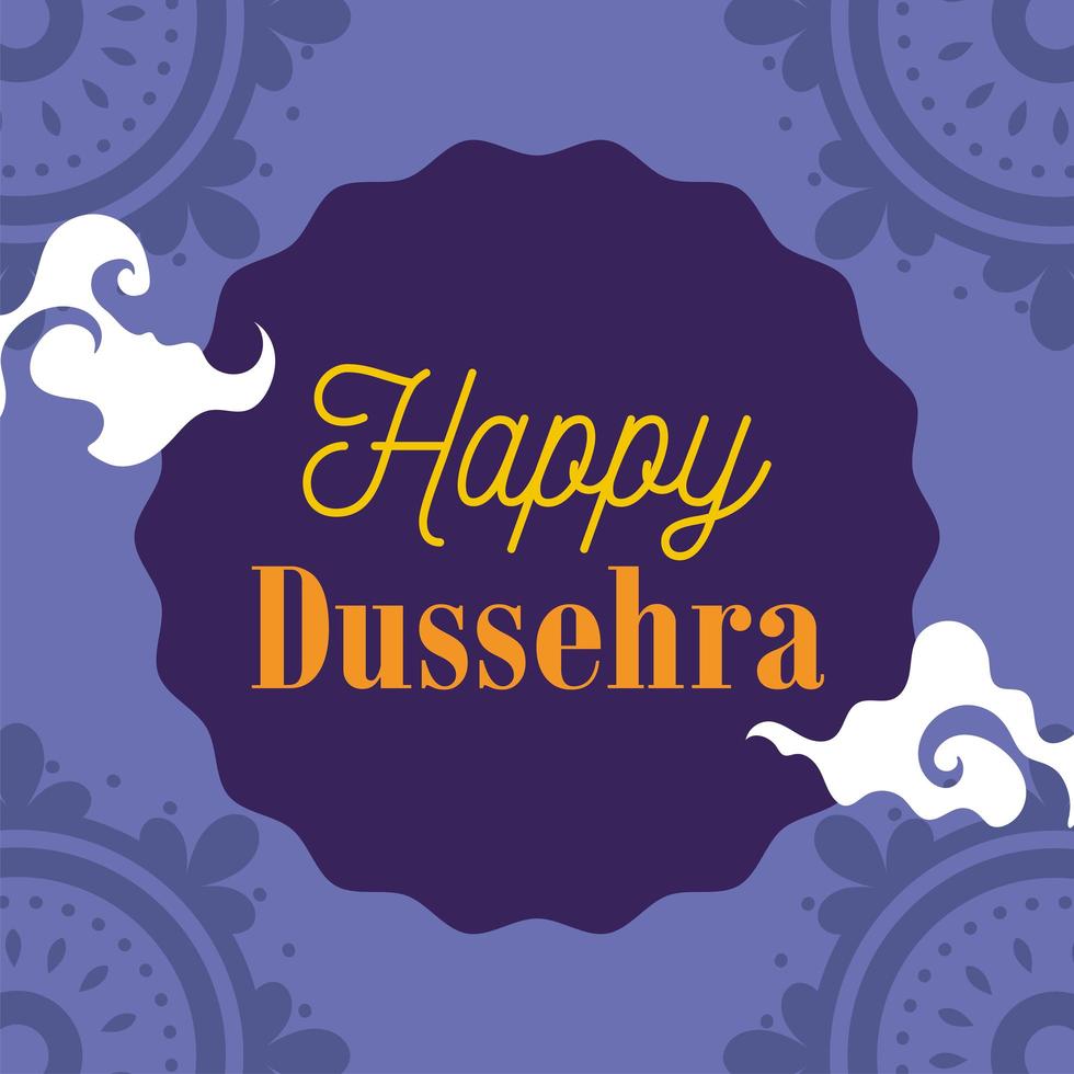 gelukkig dussehra festival van india, traditioneel religieus ritueel, mandala paarse achtergrond vector