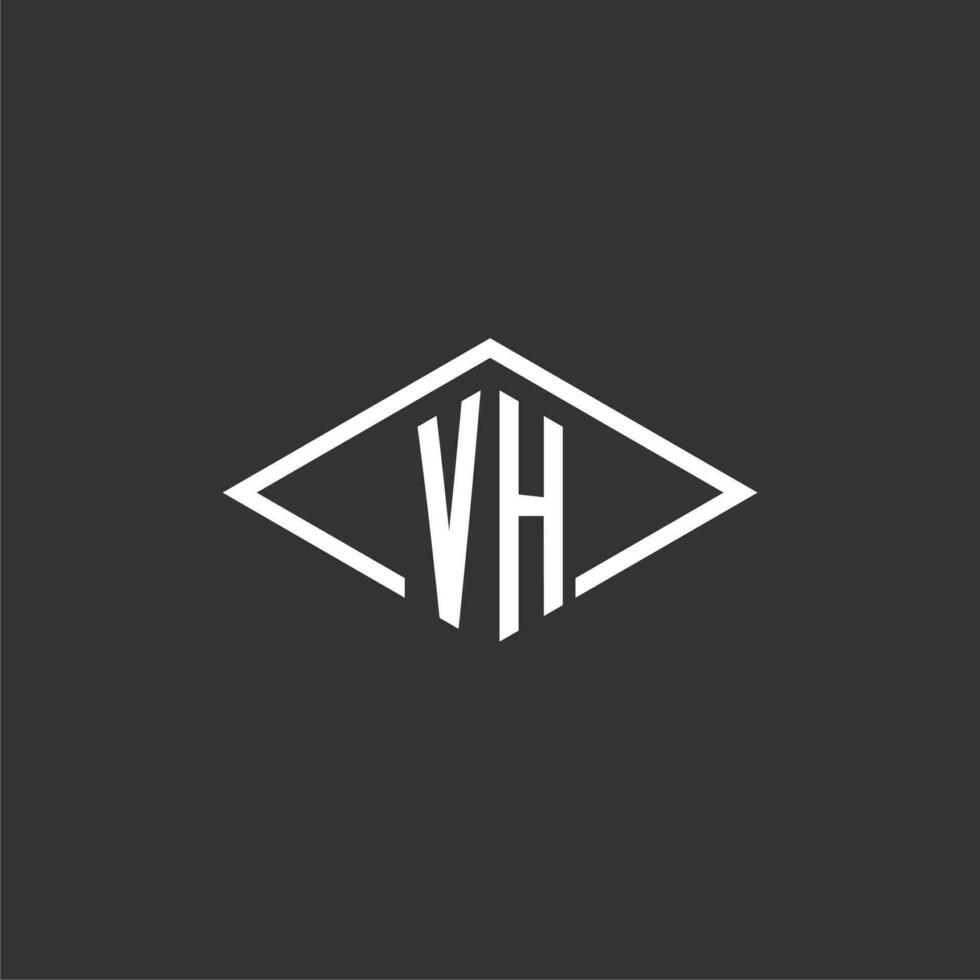 initialen vh logo monogram met gemakkelijk diamant lijn stijl ontwerp vector