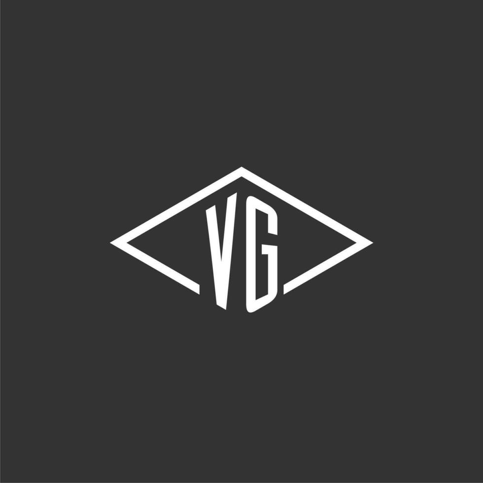 initialen vg logo monogram met gemakkelijk diamant lijn stijl ontwerp vector