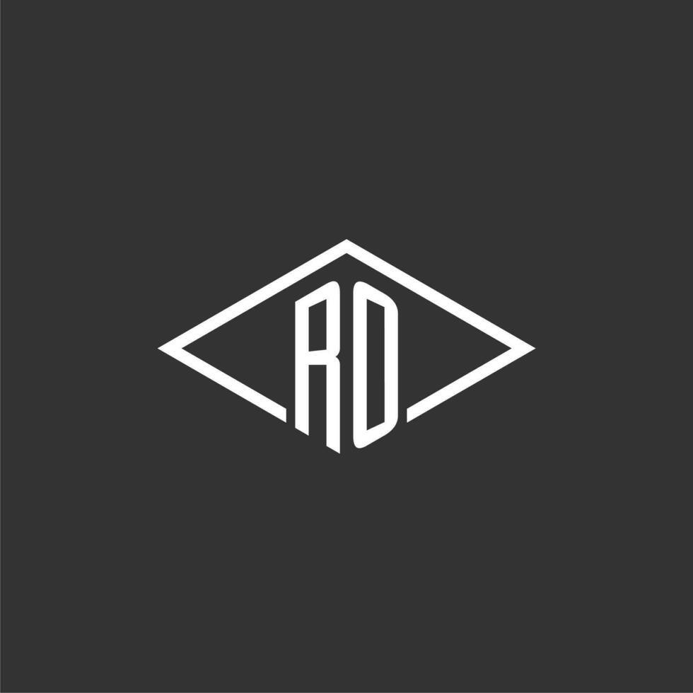 initialen ro logo monogram met gemakkelijk diamant lijn stijl ontwerp vector