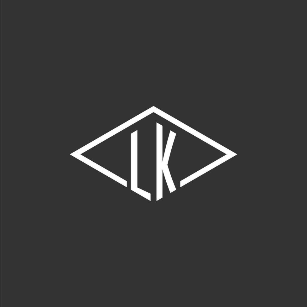 initialen lk logo monogram met gemakkelijk diamant lijn stijl ontwerp vector