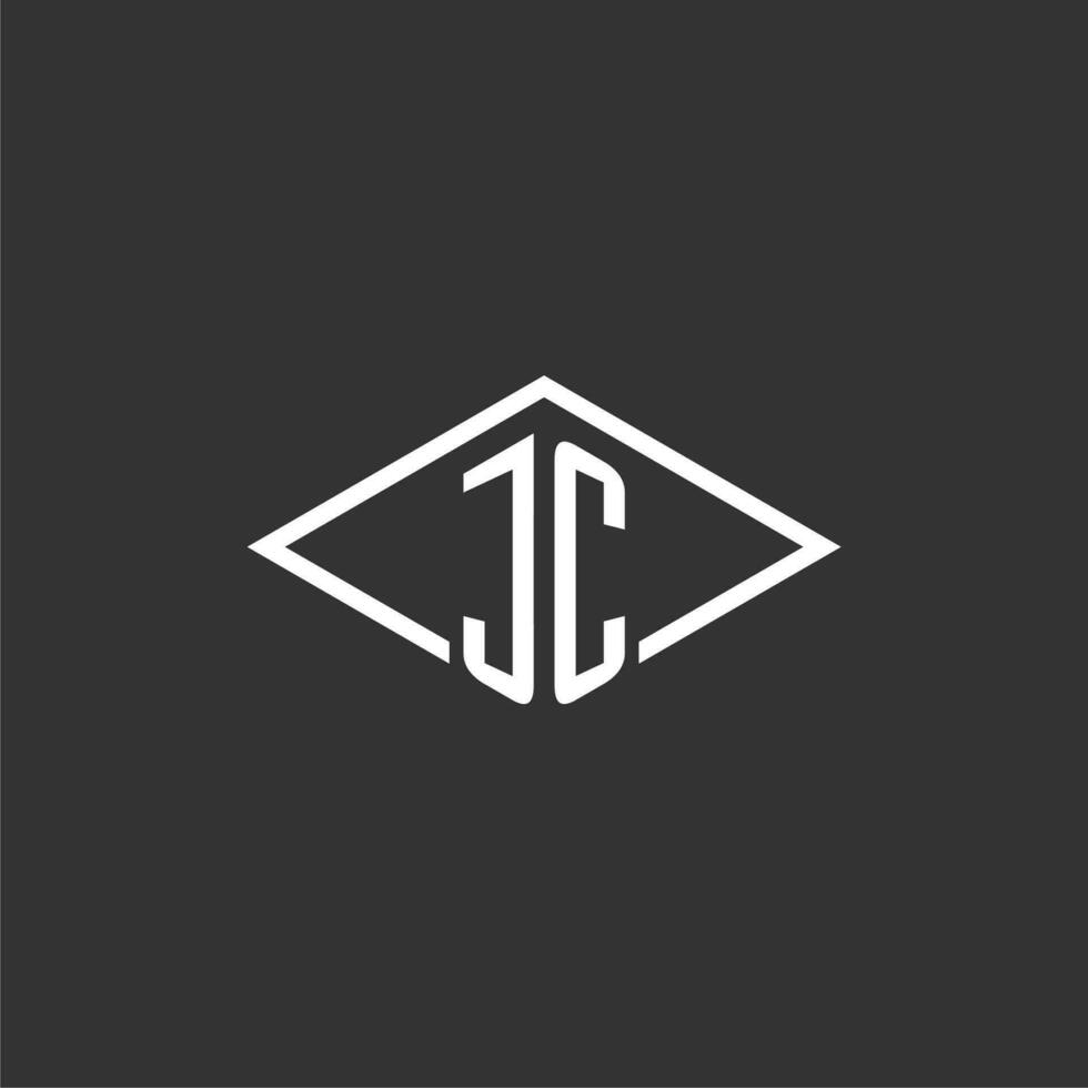 initialen jc logo monogram met gemakkelijk diamant lijn stijl ontwerp vector