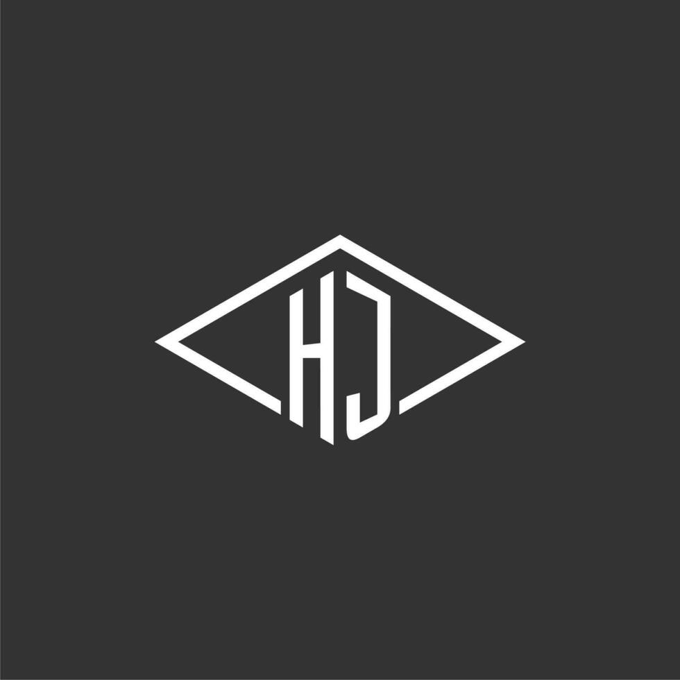 initialen hj logo monogram met gemakkelijk diamant lijn stijl ontwerp vector