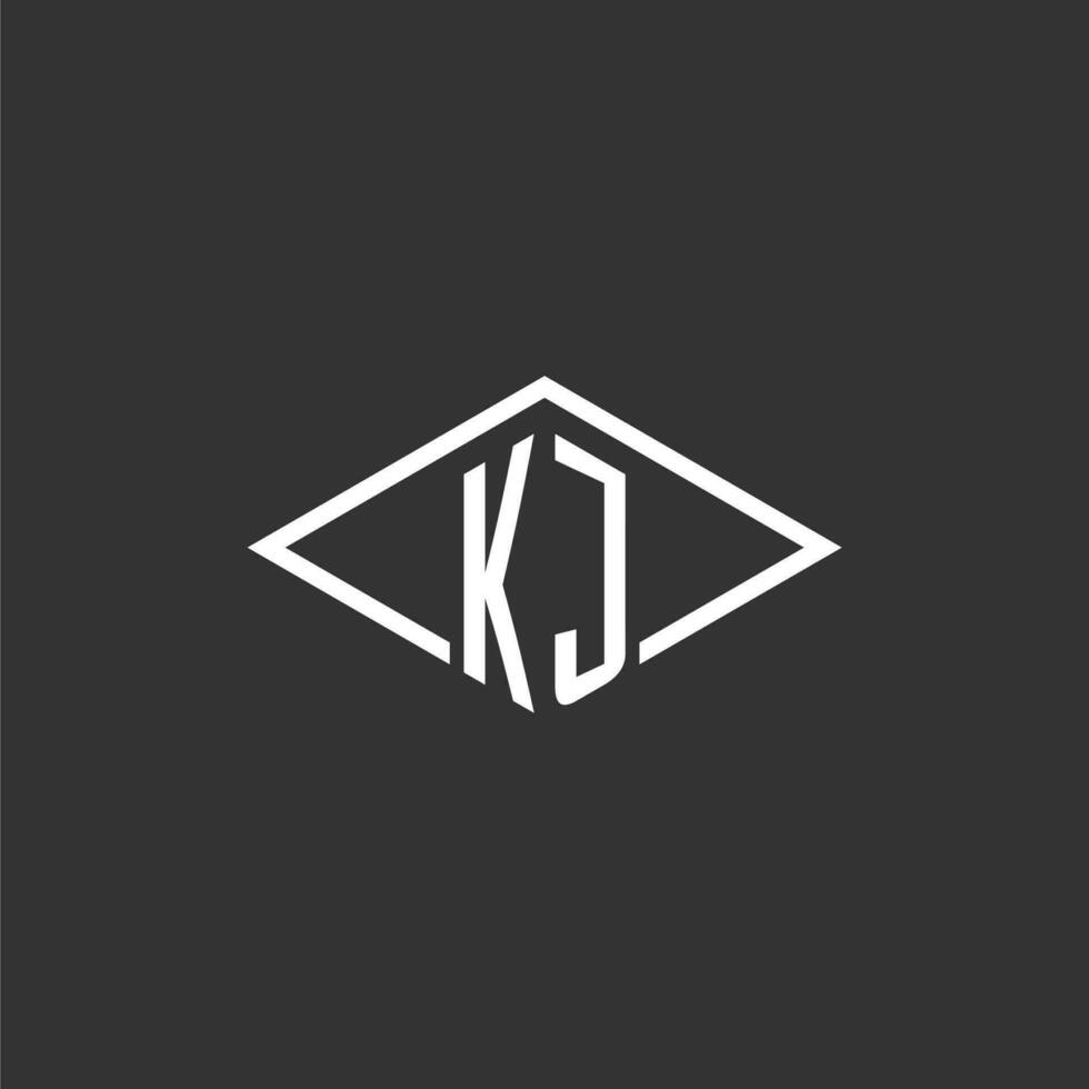 initialen kj logo monogram met gemakkelijk diamant lijn stijl ontwerp vector