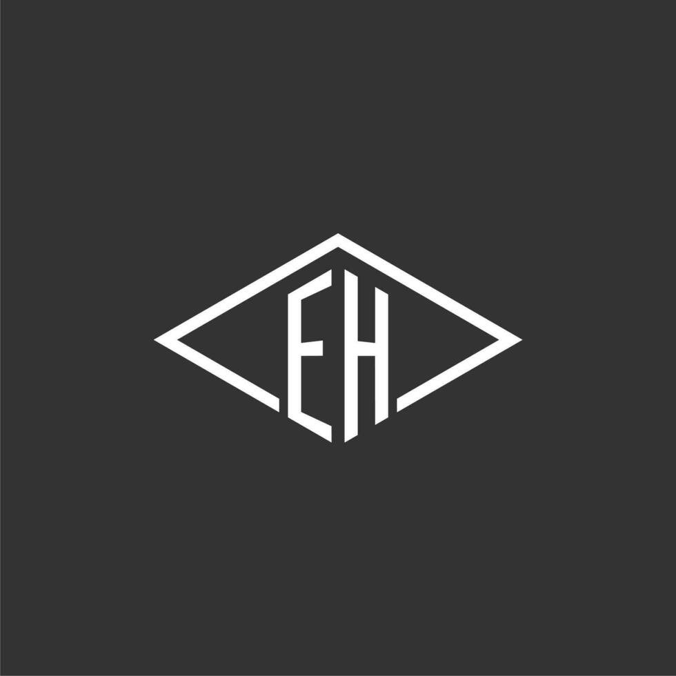 initialen eh logo monogram met gemakkelijk diamant lijn stijl ontwerp vector