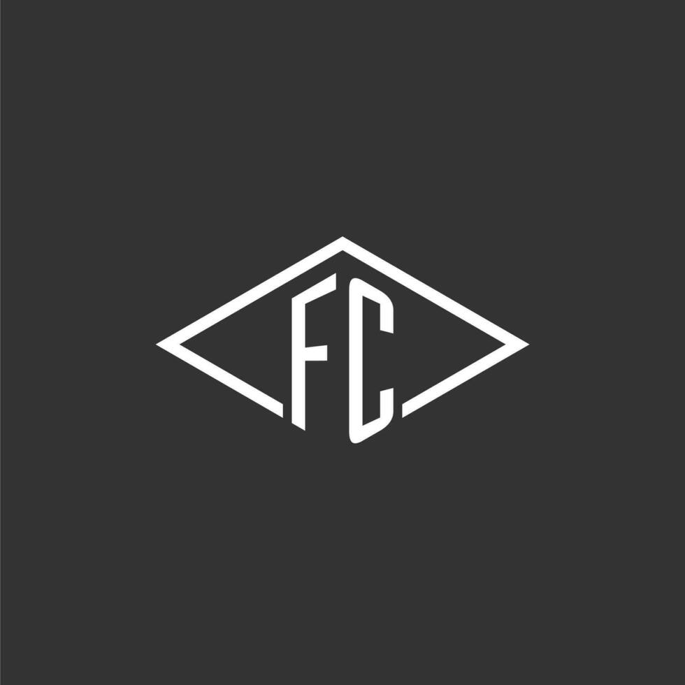 initialen fc logo monogram met gemakkelijk diamant lijn stijl ontwerp vector