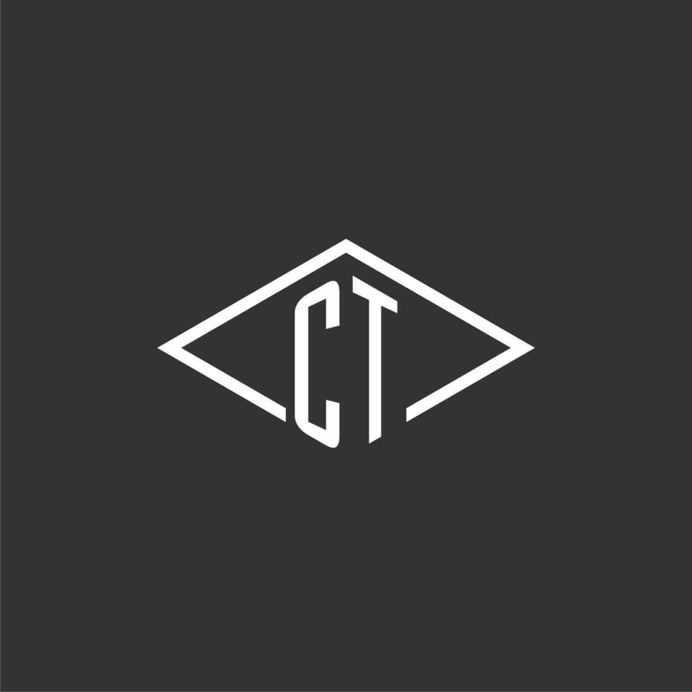 initialen ct logo monogram met gemakkelijk diamant lijn stijl ontwerp vector