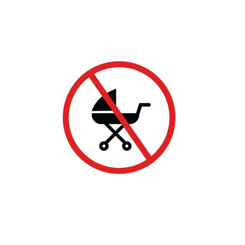 Doen niet invoeren baby trolley vector