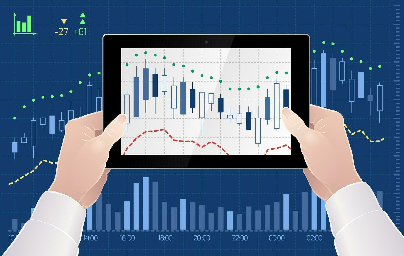 echt tijd uitwisseling handel. grafisch illustratie Aan de thema van voorraad markten of voorraad aandelenbeurs. vector