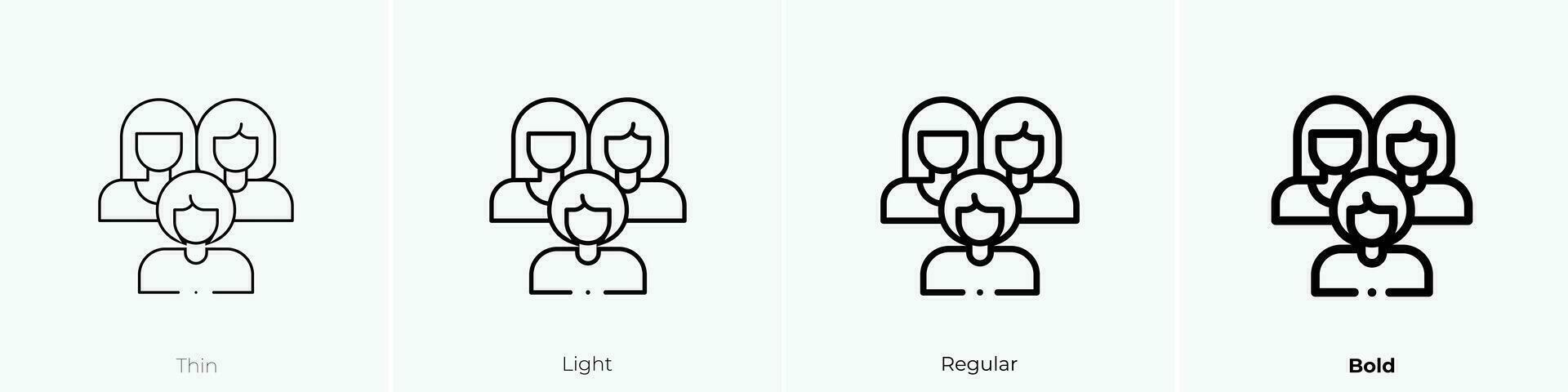 Dames icoon. dun, licht, regelmatig en stoutmoedig stijl ontwerp geïsoleerd Aan wit achtergrond vector