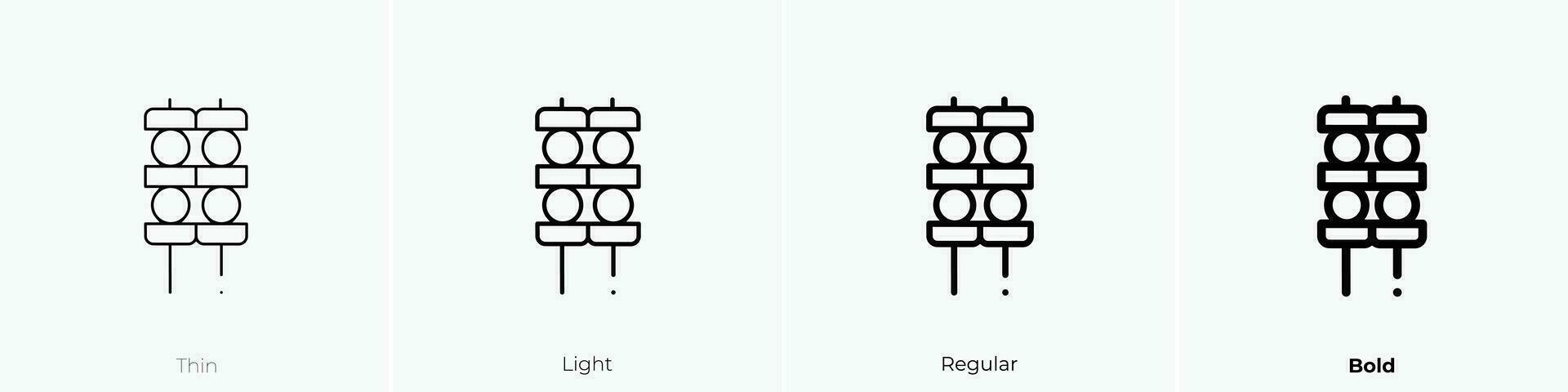 yakitori icoon. dun, licht, regelmatig en stoutmoedig stijl ontwerp geïsoleerd Aan wit achtergrond vector