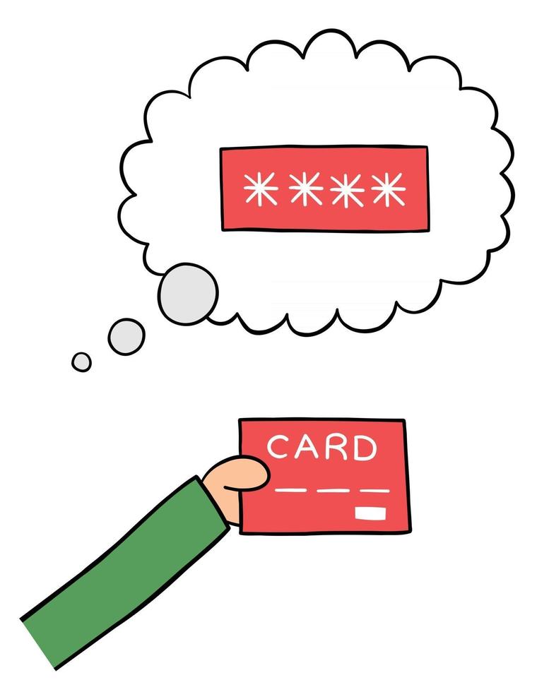 cartoon vectorillustratie van creditcard wachtwoord vergeten vector