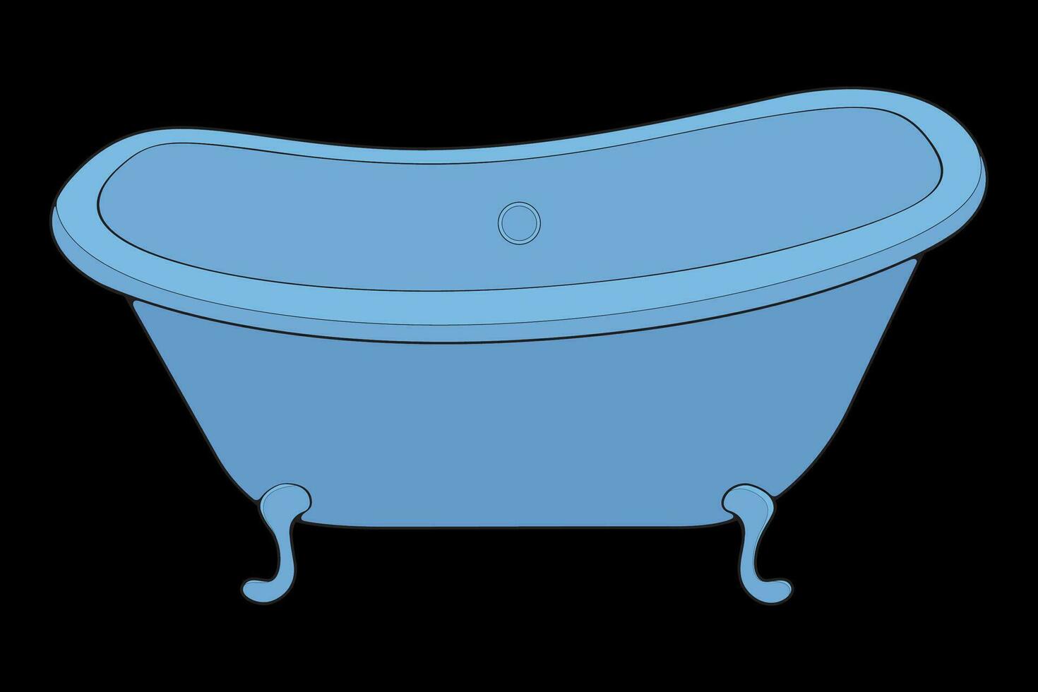 bad kuip volle kleur vector illustratie. vector geïsoleerd Aan zwart achtergrond bad badkuip.