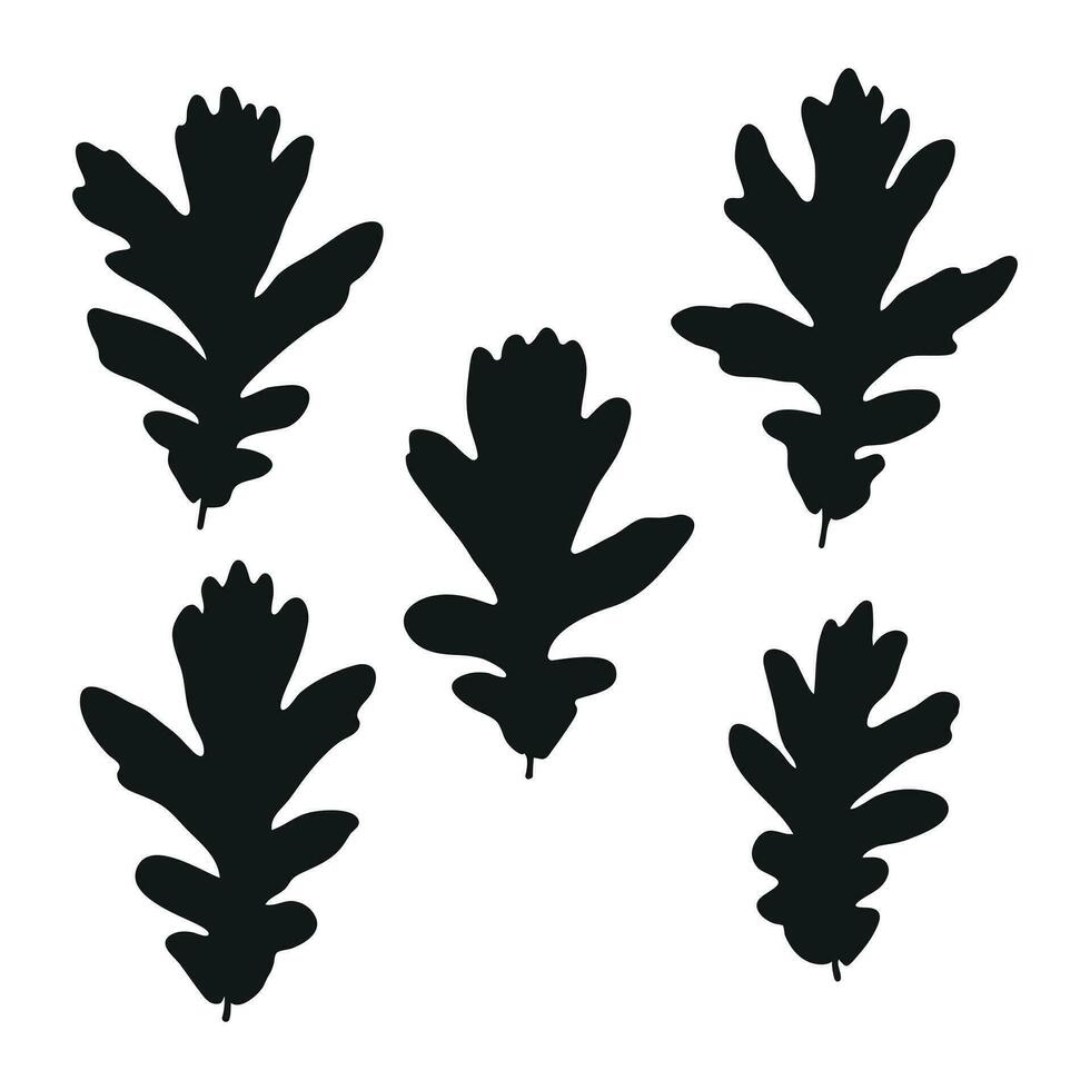 vector beeld van zwart silhouetten van een realistisch vorm van eik bladeren. seizoensgebonden decoratief achtergrond