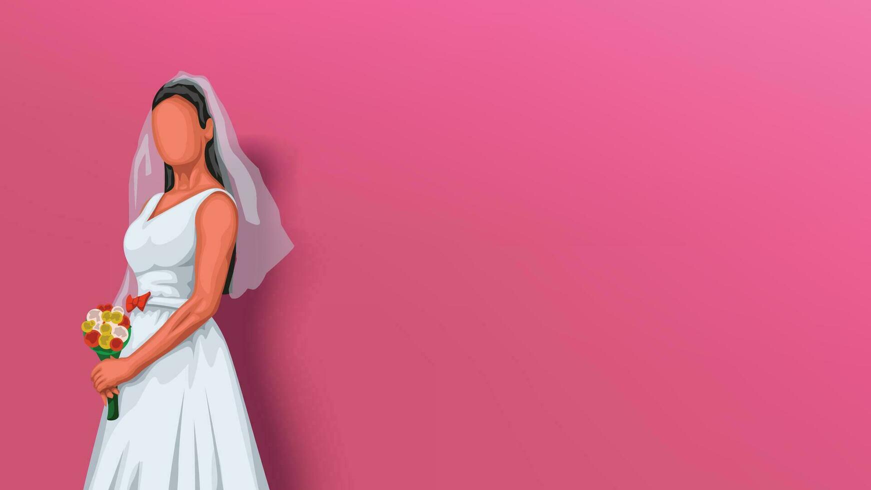 bruid Aan roze achtergrond vector