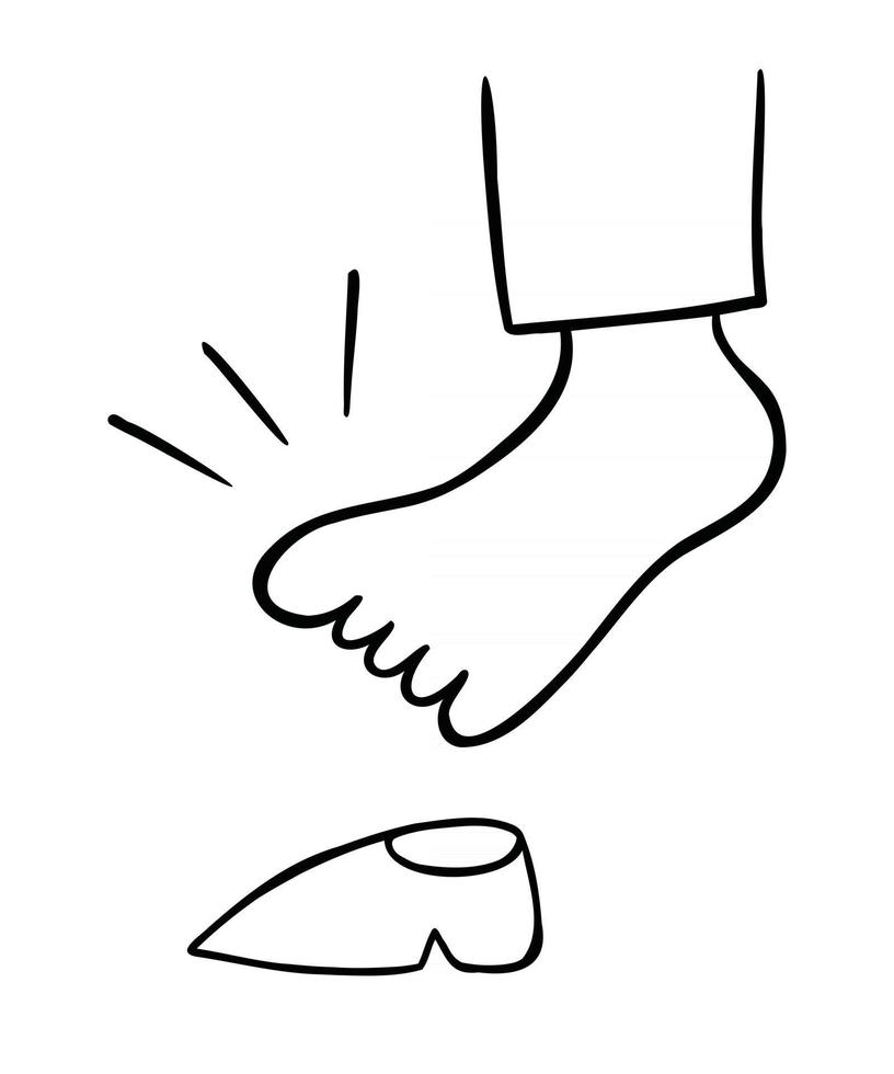 cartoon vectorillustratie van man's grote voet en kleine schoenen vector