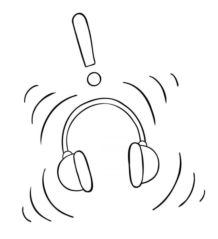 cartoon vectorillustratie van koptelefoon en luisteren naar luide muziek vector