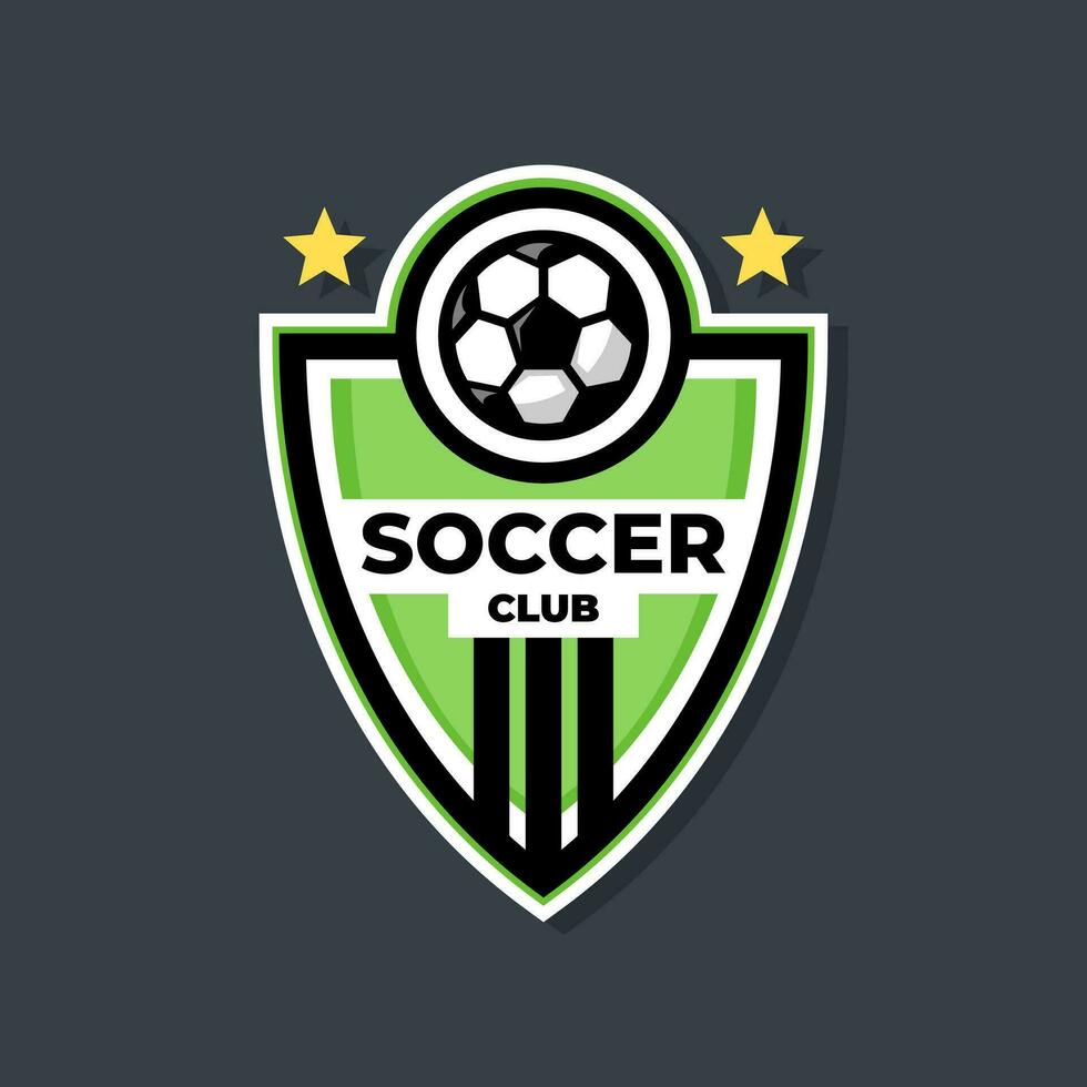 voetbal logo badge met een voetbal illustratie. sport team logo vector sjabloon.