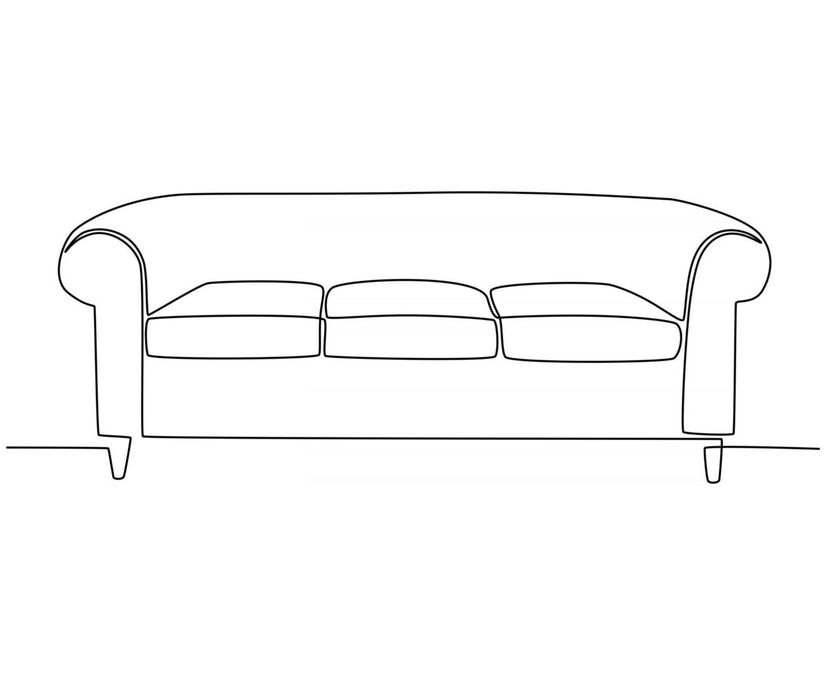 doorlopende lijntekening van moderne zitbank vectorillustratie sofa vector