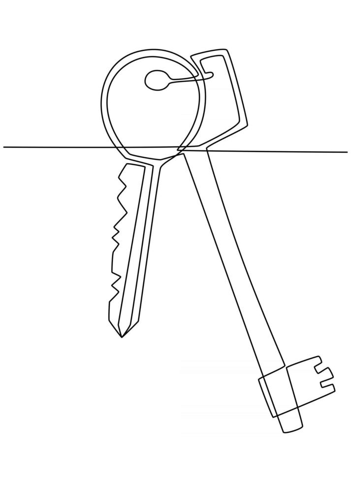 doorlopende lijntekening van huissleutel vectorillustratie vector